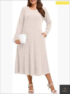 Plus Size Sweater Dress Long Sleeve Maxi Casual Elegant Winter Wear